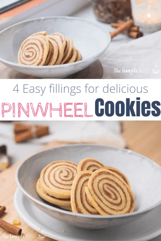 Pinwheel cookies look gorgeous and can be easy to make with these four fillings. Coconut chocolate pinwheels, pistaccio-marzipan, jam-granola or brown sugar cinnamon pinwheel cookies will be done quickly. They are perfect for Christmas season to prep ahead of time and keep in the freezer. #pinwheel #cookies #christmas #baking #tipsandtricks #hacks #cookiedough