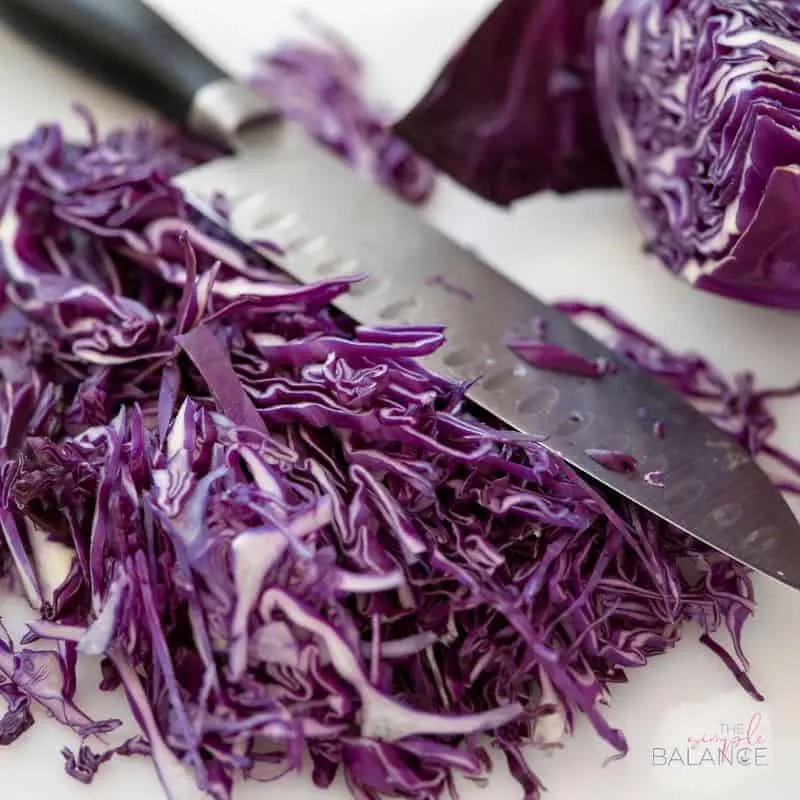 cut up red cabbage